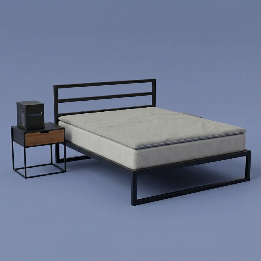 Good Sleep cooling topper and hub on a bed